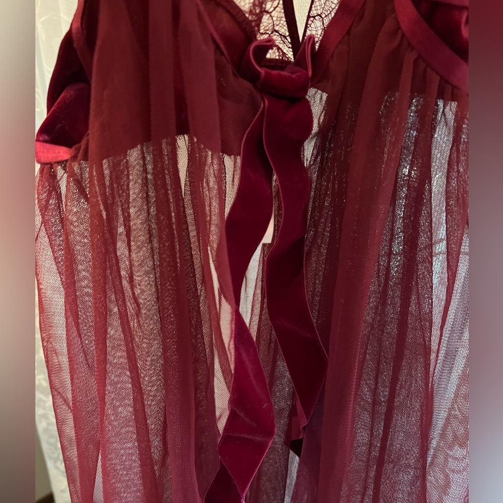NWOT Adore Me Burgundy Sheer Babydoll - Picture 8 of 9